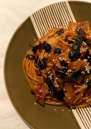 ○キムチと豚バラの甘辛パスタ-レシピのメイン写真