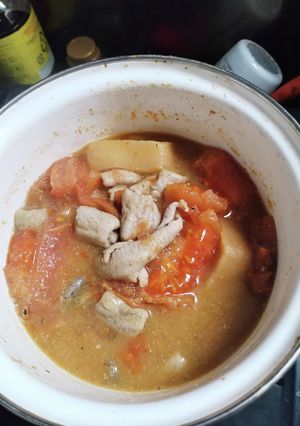 もつ煮の残りにトマトいれて美味！-レシピのメイン写真
