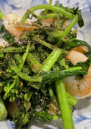 かき菜とえびの塩黒胡椒炒め-レシピのメイン写真
