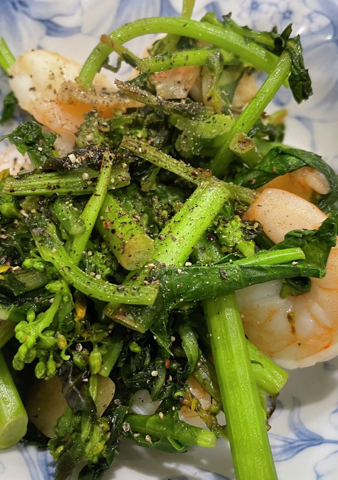 かき菜とえびの塩黒胡椒炒め-レシピのメイン写真