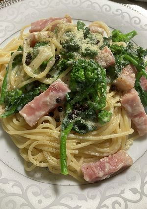 菜の花のホワイトソースパスタ-レシピのメイン写真