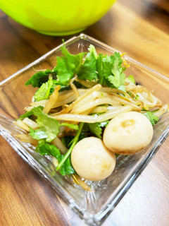 もやしとウズラの塩麹炒め♡パクチー和え-レシピのメイン写真