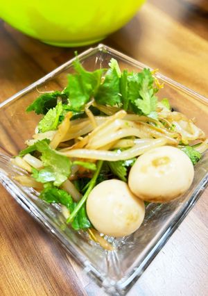 もやしとウズラの塩麹炒め♡パクチー和え-レシピのメイン写真