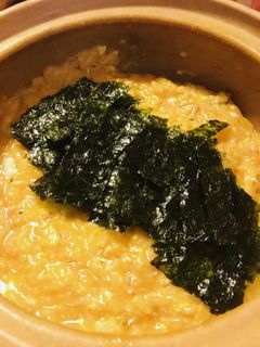 鍋の〆雑炊●キムチ&海苔玉子雑炊-レシピのメイン写真