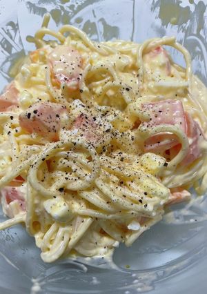 野菜ゆで卵スパゲッティサラダ-レシピのメイン写真
