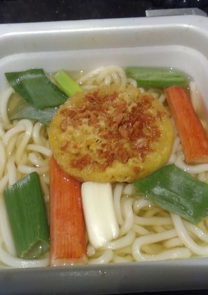 レンチンでお手軽うどんV25えび天ネギ-レシピのメイン写真
