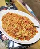 ０糖質麺（紀文）ミートソーススパゲティ風