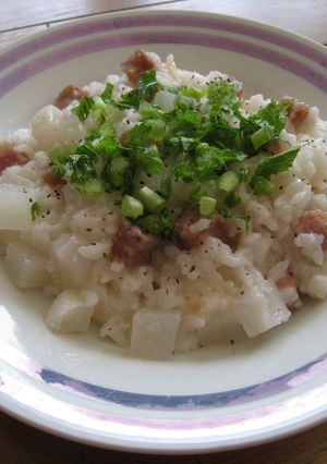 炊飯器で春大根とベーコンのスープリゾット-レシピのメイン写真