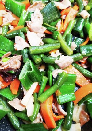 簡単豚バラ肉ネギ冷凍中華野菜ミックス炒め-レシピのメイン写真