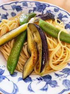 茄子とスナップエンドウのパスタ-レシピのメイン写真