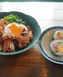そうめんの醤油まぜめん＆そうめん巻き寿司