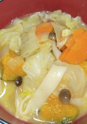 野菜たっぷり煮込みうどん(味噌味)-レシピのメイン写真