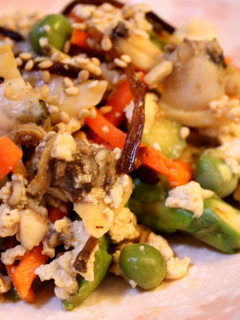 塩昆布で♪あさりとアスパラの炒り豆腐-レシピのメイン写真