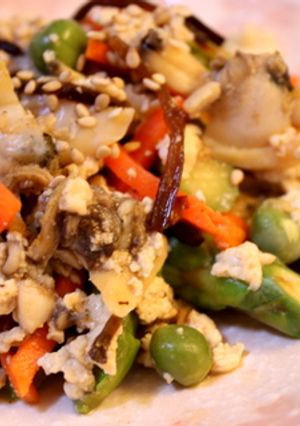 塩昆布で♪あさりとアスパラの炒り豆腐-レシピのメイン写真