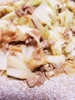 厚揚げとキャベツの甘辛味噌炒め-レシピのメイン写真