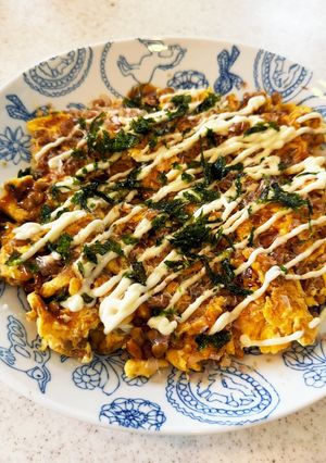 お好み焼き風♡納豆卵焼き-レシピのメイン写真