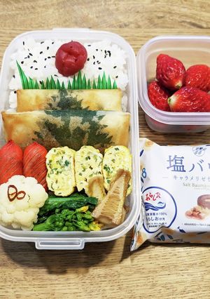 旦那弁当！春巻き・筍・菜の花！春弁当♪-レシピのメイン写真