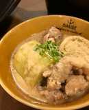 リーキと豚肉の酒粕豆乳味噌鍋