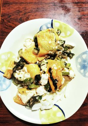 揚げ入り麻婆豆腐のぶっかけうどん-レシピのメイン写真