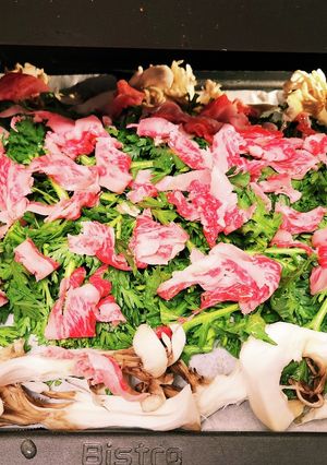 パリパリ春菊　焼き野菜黒毛和牛風味-レシピのメイン写真