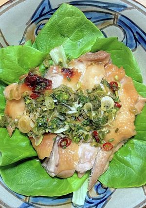 よだれ鶏☆レンジで鶏もも肉のネギ酢蒸し-レシピのメイン写真