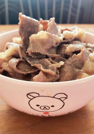 【レンチン】ひとりごはん☆モリモリ牛丼！-レシピのメイン写真