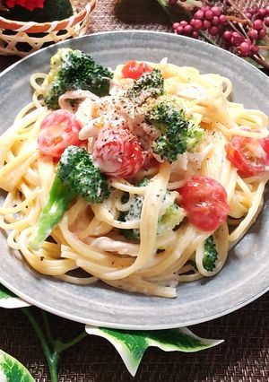サラダチキンで簡単クリームパスタ-レシピのメイン写真