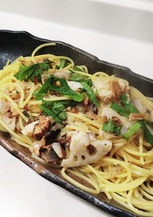 鮎の甘露煮で和風パスタ 甘露煮リメイク-レシピのメイン写真