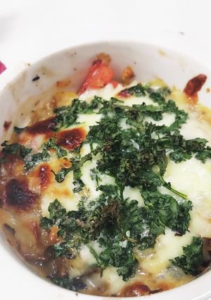 鮎の甘露煮　アレンジ　トマトチーズ焼き-レシピのメイン写真