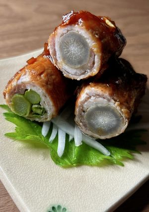 味付けかんたん！新ごぼうとアスパラ肉巻-レシピのメイン写真