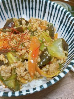 ちんげんさいとなすの麻婆丼-レシピのメイン写真