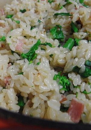 菜の花とベーコンの炊き込みご飯-レシピのメイン写真