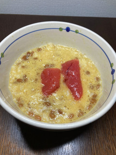 辛子明太子と納豆を追加した卵かけご飯-レシピのメイン写真