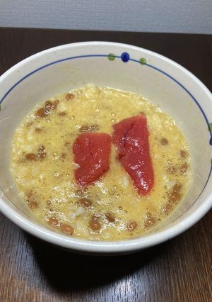 辛子明太子と納豆を追加した卵かけご飯-レシピのメイン写真