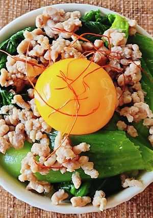 チンゲン菜そぼろ丼☆昼食☆節約☆簡単夕食-レシピのメイン写真