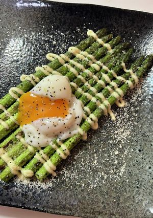 アスパラ温泉卵のせ-レシピのメイン写真