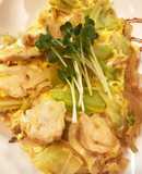 鶏ササミきゃべつ玉ねぎの卵とじ煮