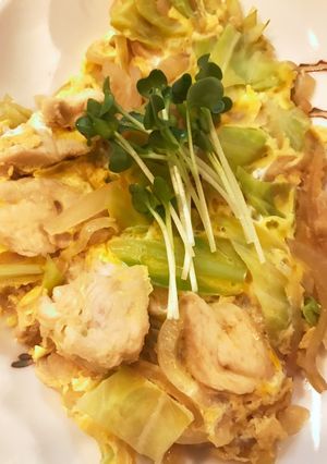 鶏ササミきゃべつ玉ねぎの卵とじ煮-レシピのメイン写真