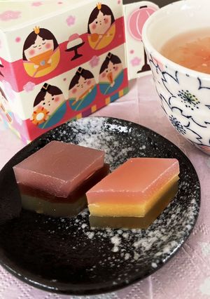 ひな祭りに　羊羹で菱餅風に-レシピのメイン写真