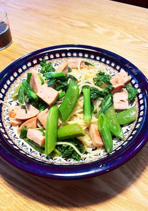 スナップえんどうと菜の花のパスタ-レシピのメイン写真