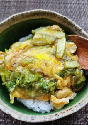 物価高に負けない！子供喜ぶレタス卵ミニ丼-レシピのメイン写真