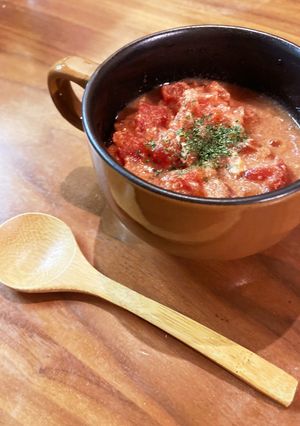 トマト缶で！トマトと卵のスープ&ペンネ-レシピのメイン写真