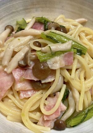【ホットクック】小松菜ベーコン和風パスタ-レシピのメイン写真