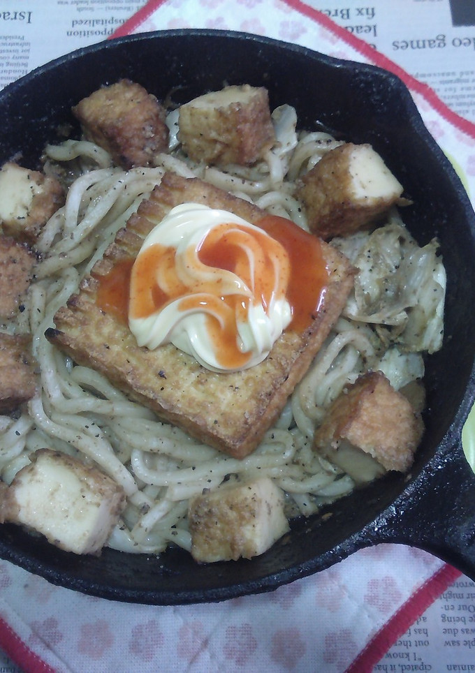 網焼き絹厚揚げと白菜の焼きうどん-レシピのメイン写真