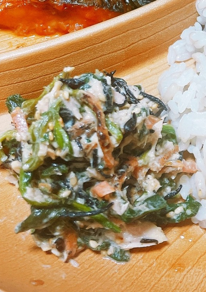 ほうれん草とひじきのツナマヨ胡麻和え-レシピのメイン写真