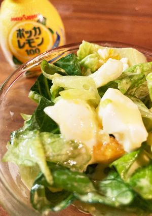 シーザーサラダ風☆半熟卵のレタスサラダ-レシピのメイン写真