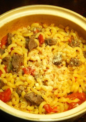 牛肉とトマトのマカロニ煮あったかーい土鍋-レシピのメイン写真