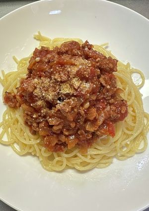 レンチンパスタ④ミートソース(身内用)-レシピのメイン写真