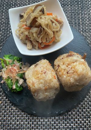 美味しい朝ご飯　おにぎり&切干大根煮-レシピのメイン写真