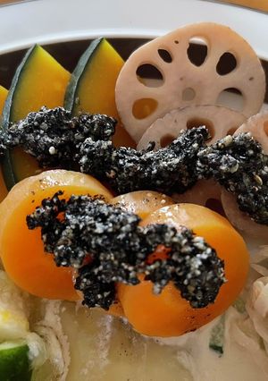 蒸し野菜の黒ごまだれ-レシピのメイン写真